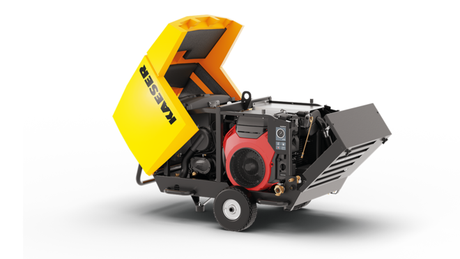 Výklopná kapota modelu Mobilair M17 pre lepší prístup pri servise.